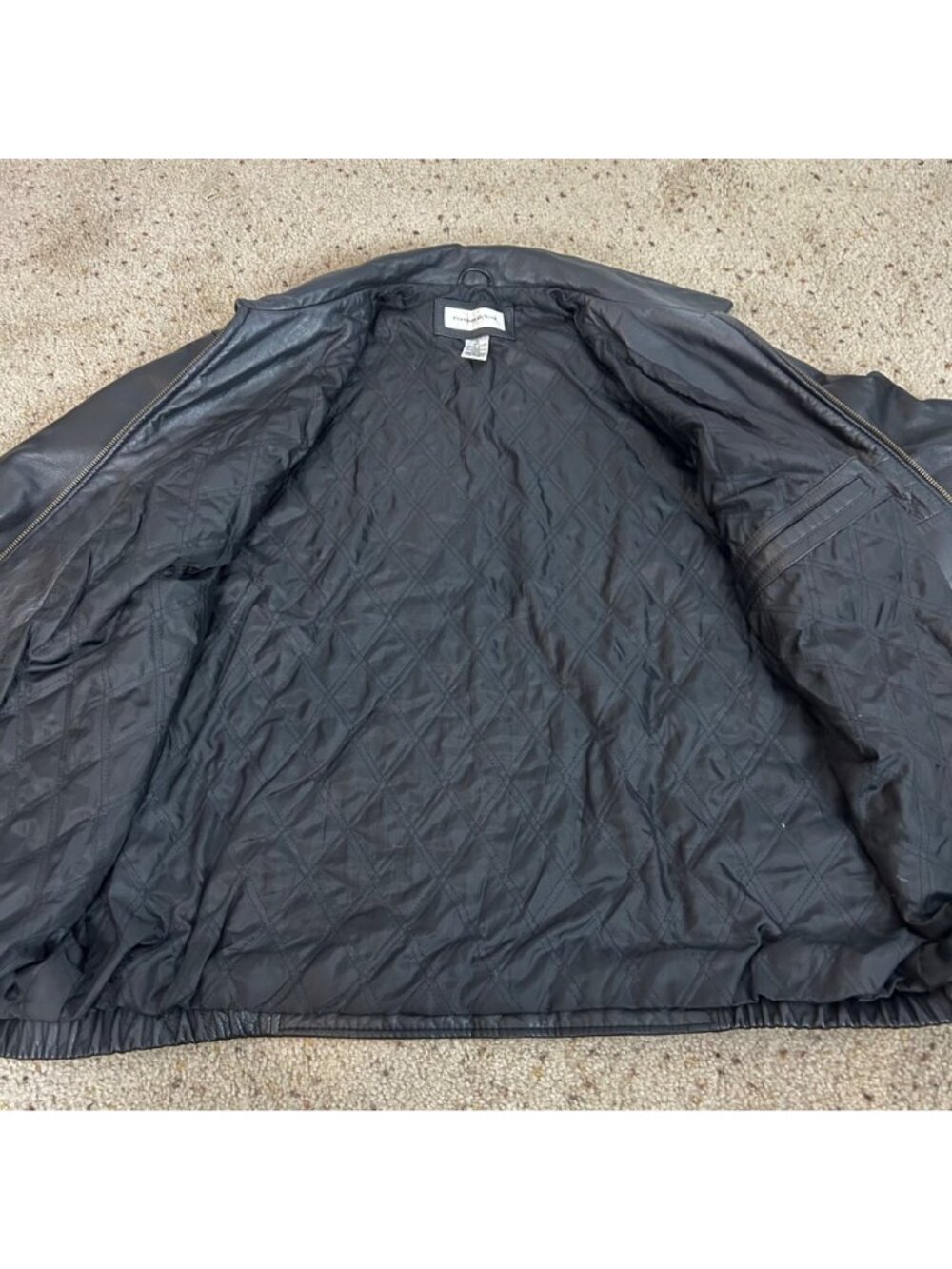 Vintage Preston & York Black Leather Bomber Jacket Classic Size XL Men's - Picture 6 of 7